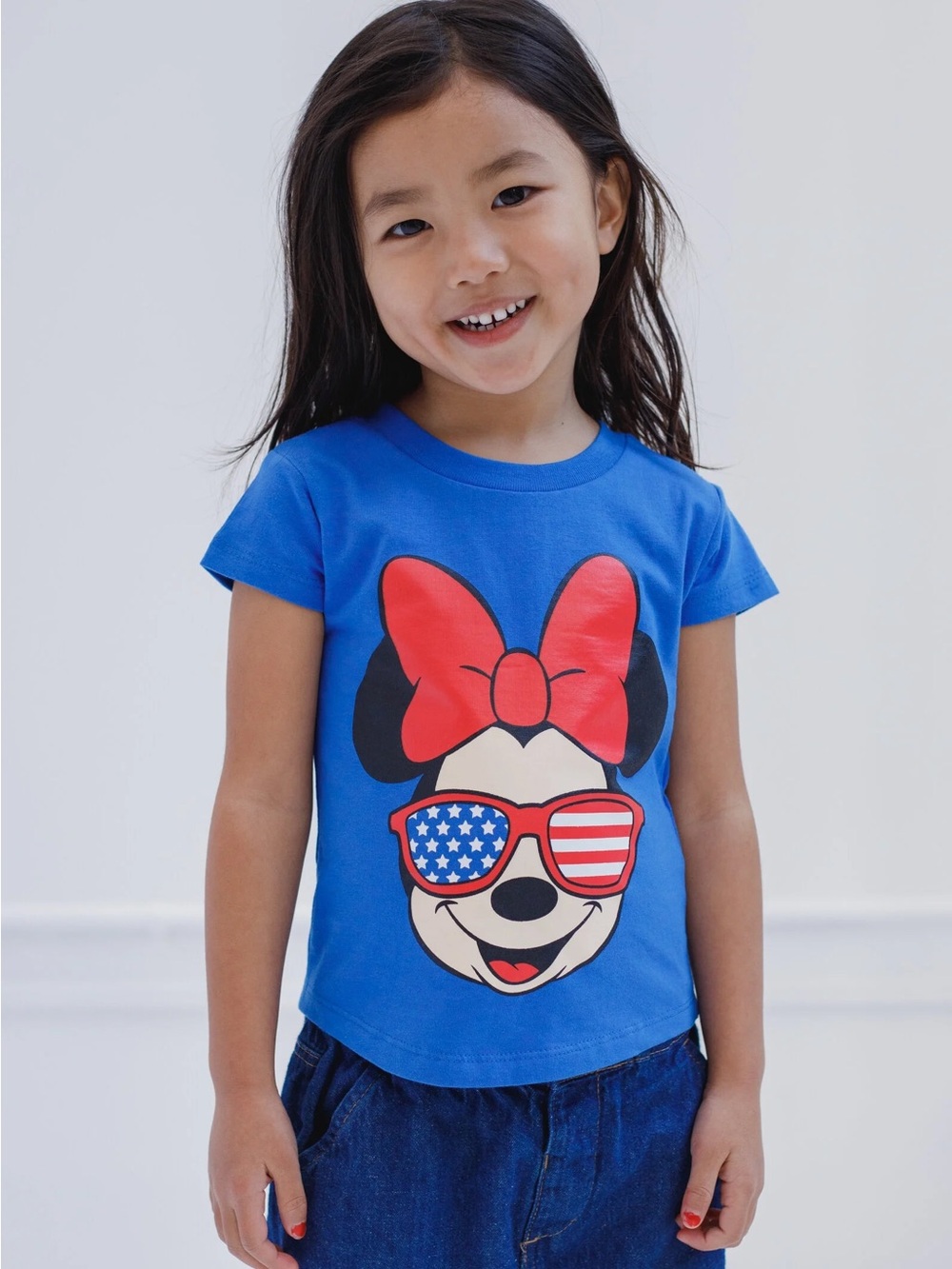 NWOT 3T Girls' Blue Minnie Graphic Tee with Red Bow